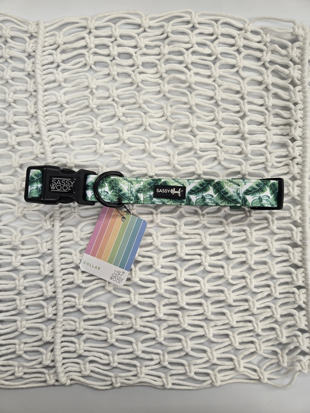Sassy Woof Green Tropical Leaf Adjustable Dog Collar